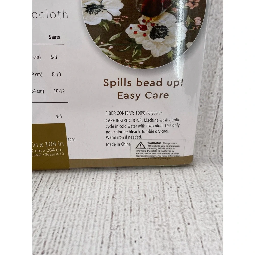 Colordrift Tablecloth Augustine Garden 60x104 Brown Floral Indoor Outdoor Oblong